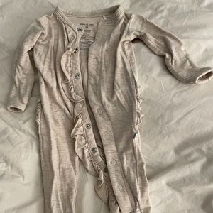 Posh peanut tan ruffled heather footie. So cute!